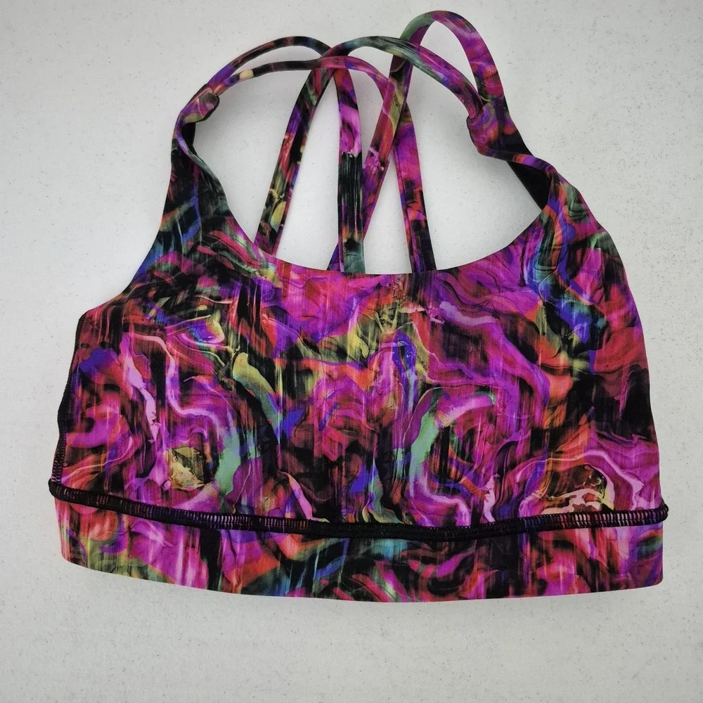 Lululemon Sports Bra Womens 2 Multicolor Strappy‎ Back Yoga Running Workout
